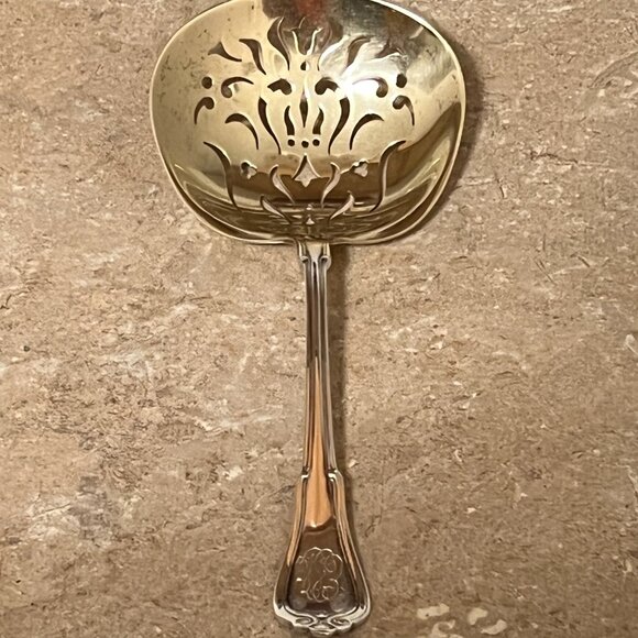 Gorham Norfolk Sterling Silver Confection Spoon Gold Wash c1904 - Picture 3 of 9